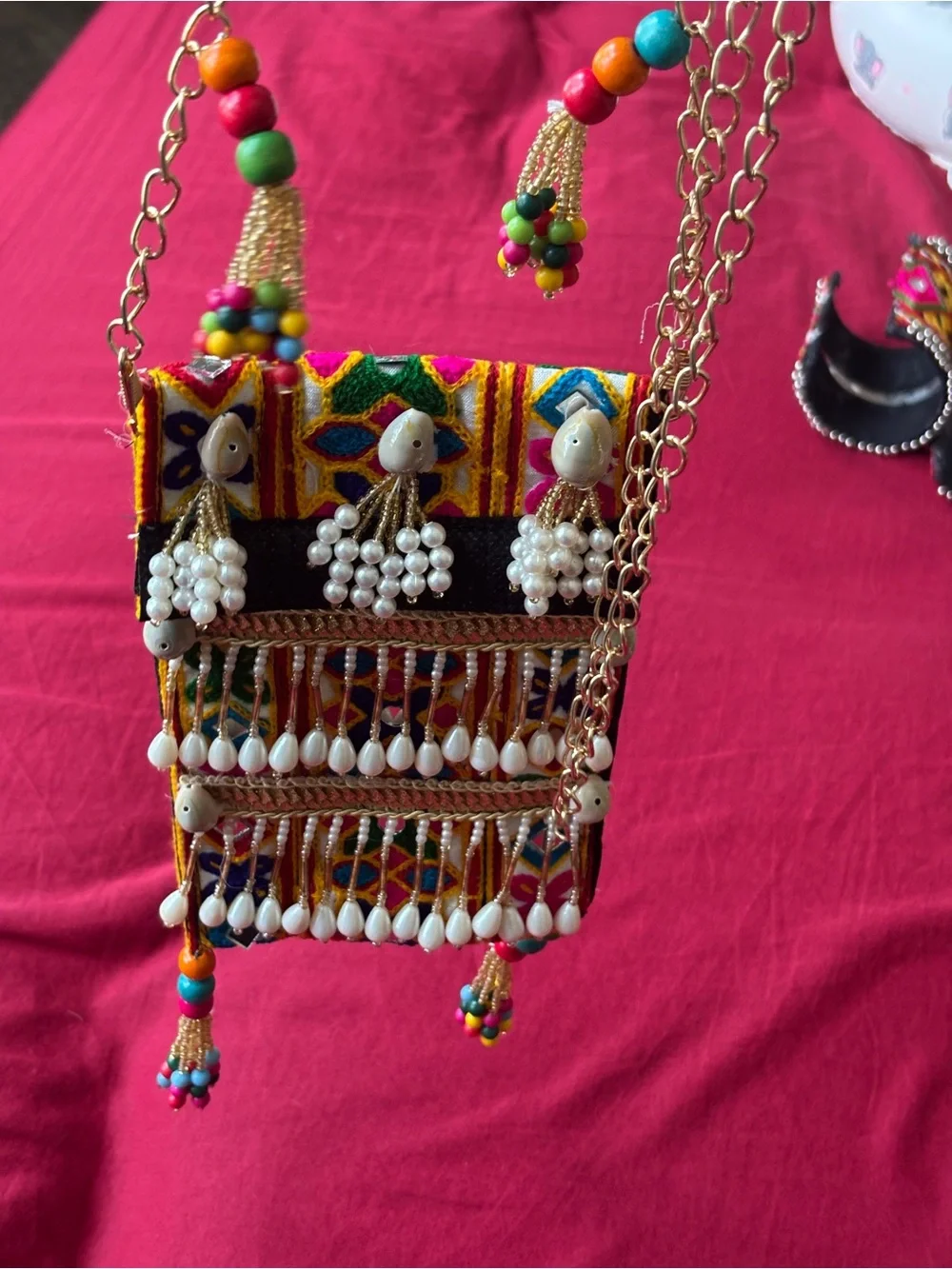 Gujarati Embroidered Phone Pouch Crossbody Bag Navratri